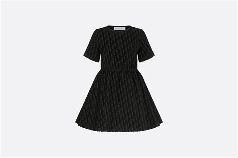 Flared Dress Black Dior Oblique Velvet Jacquard